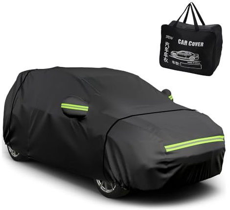 JSCARLIFE Waterproof Full Car Cover,Car Windshield Cover Windproof Car Snow Cover Rain Dust Sun UV Protection with Side Zipper Car Cover Universal Fit for Most Cars (SUV, XL:510 * 200 * 175 CM)
