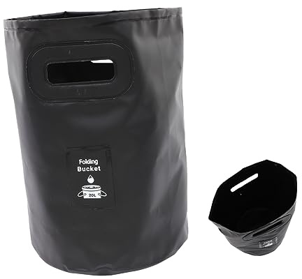Cubo de Agua Plegable Negro 20l de Pvc para Pesca y Camping