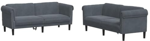 vidaXL Ensemble de Canapés 2 pcs, Chaise de canapé avec Accoudoirs et Dossier, Meuble de Salon Salle de Séjour, Moderne, Gris Foncé Velours