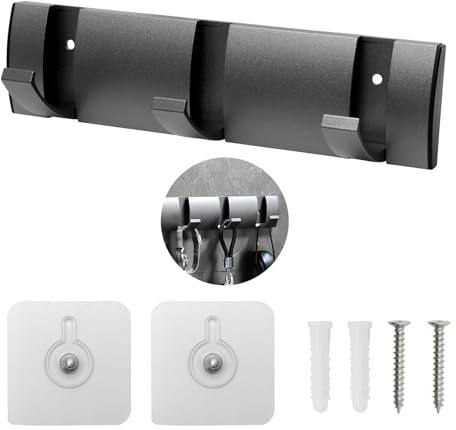 Appendiabiti da Parete con 3 Ganci Ribaltabili, Attaccapanni da Muro Moderno, Ganci Pieghevoli in Metallo Alluminio per Appendere Cappotti, Cappelli, Sciarpe, Ombrelli e Chiavi 9x2.3x0.59 inch