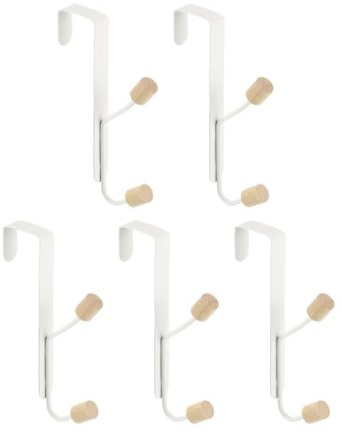 sourcing map Türhaken, 5 Stück, Doppelhaken, Holz-Türaufhänger, Handtuch-Organizer für Schlafzimmer, Badezimmer, Küche
