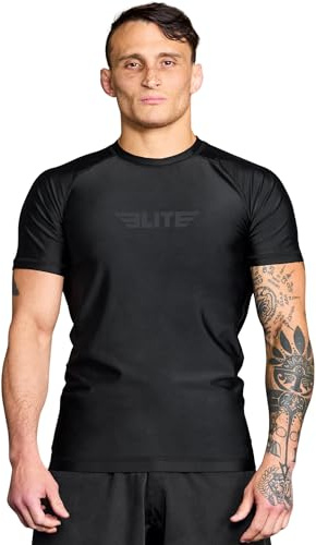 Elite Sports Jiu Jitsu BJJ - Rash Guard da Uomo, a Maniche Corte, a Compressione, Senza GI, MMA