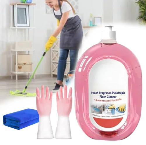 Limpiador de suelos, limpiador de suelos multiusos, potente limpiador de suelos de descontaminación, líquido de limpieza multiusos para suelos de madera, laminados, azulejos (sabor a melocotón)
