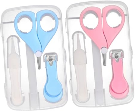 ifundom 2sätze Nagelpflege-set mit Nagelschere Feile Pinzette und Aufbewahrungsbox für Neugeborene Fingernägeltrimmen und Pediküre