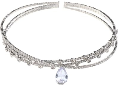 UYRVAPE Frauen Kristall Stirnbänder Krone Tiara Hochzeit Diadem Göttin Elfen Silber Blätter Elfen Tiara Krone Hochzeit Kristall Kopfschmuck