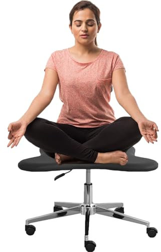 LULUMAIC Meditations-Bürostuhl, Stuhl mit gekreuzten Beinen, höhenverstellbarer Kniestuhl, ergonomischer Bürostuhl, Criss-Cross-Stuhl für Zuhause und Büro, maximale Tragfähigkeit 300 Pfund, Schwarz
