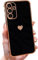 Sawiqpd for Samsung A26 5G Case, Girly Women Love Heart Pattern Electroplated Phone Case Soft TPU Silicone Bumper Air Cushion Shockproof Protective Back Cover for Samsung Galaxy A26 5G, Black