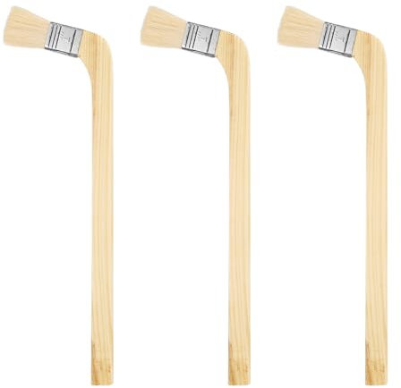 sourcing map Paint Brush 3Pcs 1 Brush Width Soft Wool Variety Angled Bend Brushes Radiator Paint Brush for Painting Furniture Walls Treatment, Light Brown