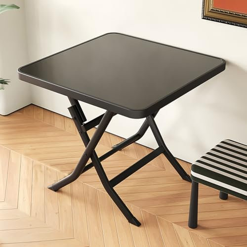 KISDFOND Tavolo Cucina Allungabile, Tavolo a Scomparsa, Tavoli da Pranzo, Tavolo Pieghevole Quadrato Multifunzionale Salvaspazio, Facile da Pulire per Cucina/Fattoria/Soggiorno(Black,70 * 70 * 72cm)