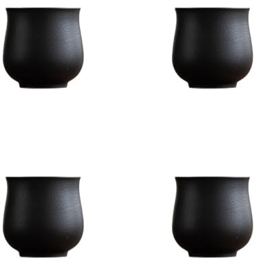 Dicmracy Set di tazze da caffè in ceramica da 127,6 g, tazze da cappuccino, per caffè o tè, piccole tazze da caffè latte senza manici (nero, 4)