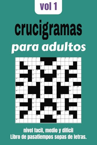 crucigramas para adultos: nivel facil, medio y dificil Libro de pasatiempos sopas de letras.