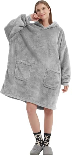 FELOVE Hoodie Decke Ärmeln Kuschelpullover Mit Zwei tiefe Taschen,Tragbare Decke Ultra Soft Bequemer Kuschel Erwachsene Hoodie,Warm Kuscheldecke weich als Geschenke für Frauen Freundin Mütter
