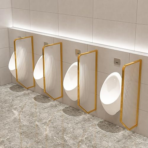 MESCXTY Urinaltrennwand zur Wandmontage, 120 x 39,9 cm, wasserdichte Trennwand, öffentliche Urinaltrennwand, aus Glas, geeignet für Hotels, Schulen, Einkaufszentren, öffentliche Orte, 4 Stück (Gold)