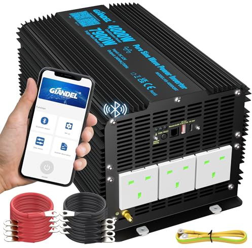 GIANDEL 4000W 12V DC to 240V Pure Sine Wave Inverter 7900W Surge Peak Power | with Bluetooth APP Remote Controller for Off-Grid Solar Motorhome Truck Van boat Camping