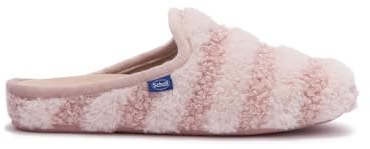 Scholl Maddy, Pantofole da casa con pelo sintentico a strisce, Donna, Rosa chiaro, 38 EU