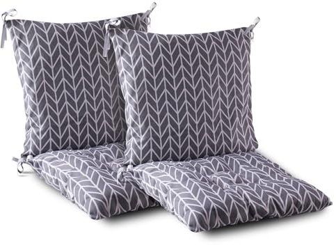 ASIAD Seat Cushions for Garden Chairs, Garden Chair Back Seat Pad,Set of 2 with Ties Rocking Chair Seat Cushion Suitable for Living Room,Grey