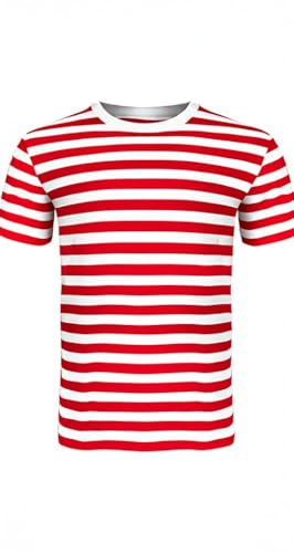 ANZEE - Maglietta unisex in cotone a righe, per ragazzi e ragazze, con scollo rotondo e maniche corte, casual, ideale per viaggi estivi, vacanze e uso quotidiano