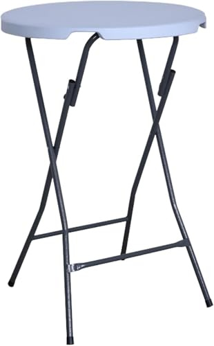 acamp Stehtisch klappbar 80 cm | Stehtisch Outdoor-geeignet & wetterfest beschichtet | Bartisch mit pflegeleichtem Stahlrohr-Gestell | Klapptisch rund | Gartentisch in Silber-Grau