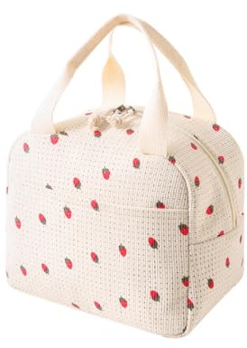 Bolsa Termica Porta Alimentos, Paquete PortáTil Resistente al Agua, Caja de Almuerzo de Fresa, Bolsa Comida Trabajo Viajes, Lonchera Aislada Bolsa de Almuerzo Para Oficina, Ombre, Escuela Y Oficina