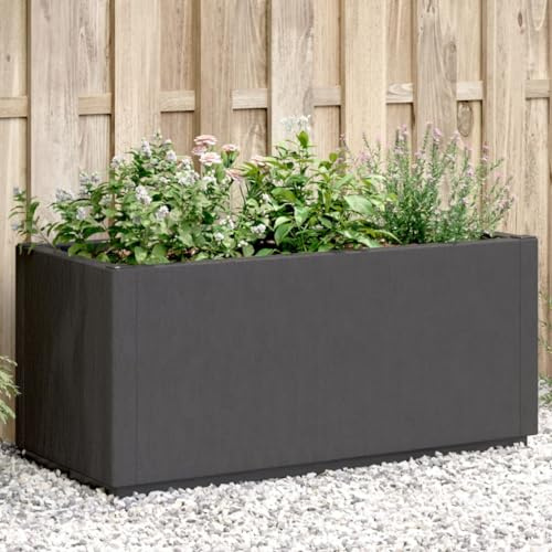 HaoChrymec Maceta Gris Oscuro con Polipropileno, Resistente a los Impactos, Función Decorativa, Huerto Urbano, Jardineras de Balcón, 80x36x35 cm