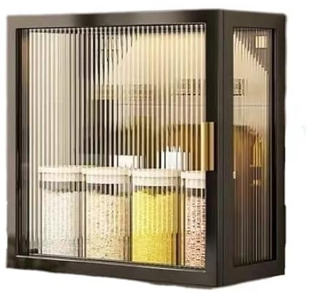 Wall Mounted Storage Cabinet for Kitchen & Bathroom – Slim 14cm Depth Glass Door Space Saving Shelving Solution for Living Room & Home Décor (30x30x14cm)