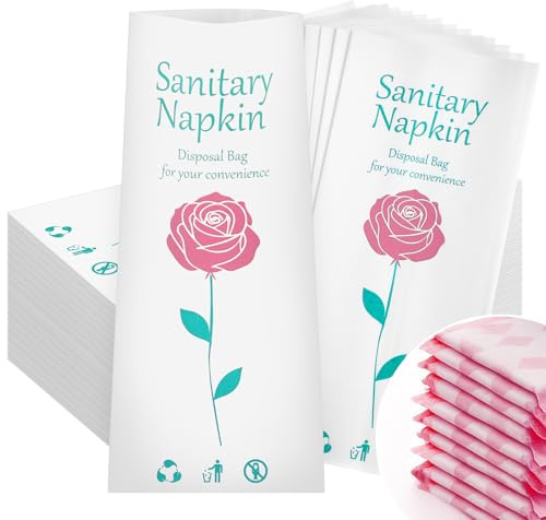 SilTriangle 500 Pcs Floral Sanitary Napkin Disposal Bags Feminine Hygiene Leak-Proof Personal Care Biodegradable Waste Bags for Pads Tampon Liners 9 x 3.9 Inches