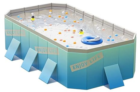 Piscina grande per famiglie, struttura resistente, non gonfiabile, design pieghevole, doppio scarico per uso interno ed esterno versatile