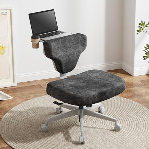 Newtral FX-FP Bürostuhl ohne Armlehne, Schneidersitz Stuhl mit Breite Sitzfläche, Schminktisch Stuhl mit Rollen, Criss Cross Chair, Schreibtischstuhl Office Drehstuhl Zuhause (Freedom-X FP, Schwarz)
