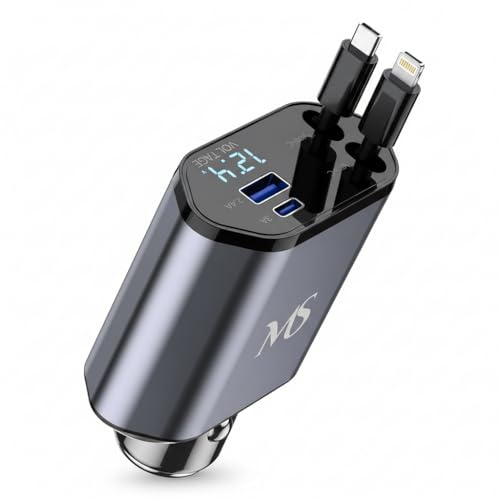Market Stylez 4 in 1 Zigarettenanzünder USB C 69W Auto Ladegerät-12V USB Adapter Auto Zubehör Elektronik, Weihnachts Geschenke für Männer Frauen, Car Gadgets Accessoires für iPhone 17 Pro Max USB C+C