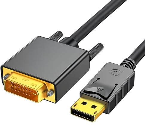 Cable DisplayPort a DVI, Adaptador DisplayPort DVI 3 Metros, Adaptador de Alta Velocidad Chapado en Oro, Nylon Trenzado Macho a Macho, Compatible con Computadoras, Laptops, PCs, Resolución 1080p