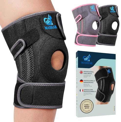 Professional Knee Brace with Side Stabilizers & Patella Gel Pads – Adjustable Knee Support for Men & Women – Joint Pain Relief, Injury Recovery, Arthritis, Meniscus Tear, ACL, Running (Gray, XXL)