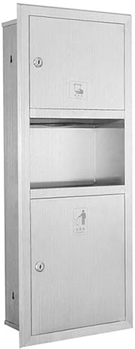 Stainless Steel Bathroom Niche Shelf with Door, Embedded Trash Can, Durable Shower Storage, Ideal for Hotels/Public Spaces, Silver 310x750mm - Modern Design, Space-Saving Solution