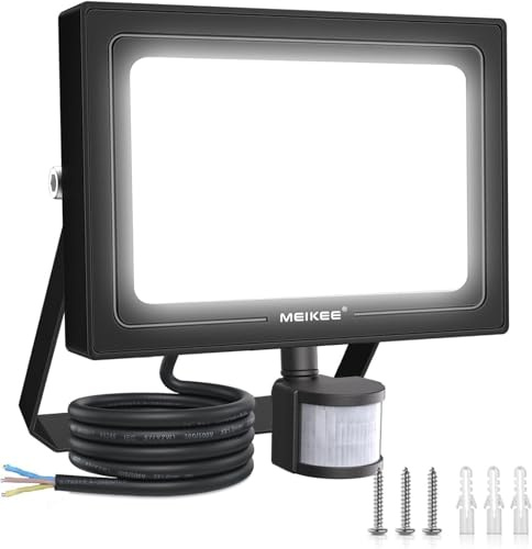 MEIKEE 80W LED Strahler mit Bewegungsmelder 7520LM 6500K Kaltweiß | LED Fluter IP66 Wasserdicht Außenleuchte Scheinwerfer Licht Wandleuchte für Garten Garage Sportplatz Hinterhof