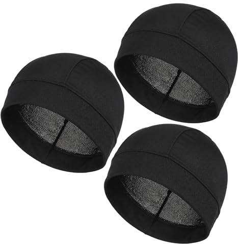 RAHHLIZS 3Pcs Cooling Skull Caps for Men Women, Breathable Mesh Helmet Liner Sweat Caps, Summer Beanie Skull Cap Beanie for Men Women Cycling Running Gym Outdoor Sports Quick Drying Black