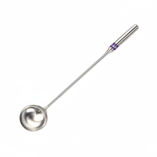 Gralara Louche en Acier Inoxydable Résistante, Grand Bol et Manche Long Isolant Thermique, Ustensile de Cuisine pour Cantines, Restaurant, Cuillère à Tête Ronde de 9,5 Cm de Diamètre, 50 Cm de Long