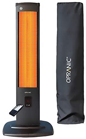 OPRANIC Infrarot Heizstrahler Terrasse Elektrisch mit Standfuß & Abdeckhaube | 2000 Watt, IP34 | Infrarotstrahler Terrasse, Terassenheizstrahler Aussen, Terrassenheizstrahler Außenbereich | THOR