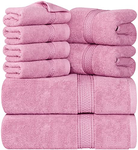 Utopia Towels, Set Di Asciugamani Da 8 pezzi, 2 Asciugamani Da Bagno, 2 Asciugamani a Mano e 4 Panni Da Lavare, Altamente Assorbente Per Bagno, Palestra, Hotel e Spa (Rosa)