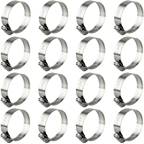 ZIPCCI Schlauchklemme, Schneckengetriebe-Schlauchschellen, Edelstahl, für Kraftstoffleitung, Rohr, Heizkörper, Schlauch und Kraftstoffleitung, 27–51 mm (16 Stück)