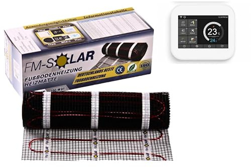 5m² Elektrische Fußbodenheizung 200W/m² elektro Bodenheizung TWiIN Fliese, Thermostat:WiFi Deluxe weiß