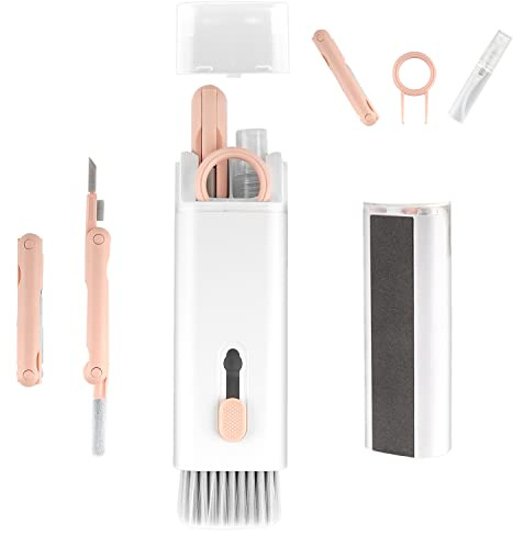 Mrisata 7-in-1 Electronics Cleaner Kit - Keyboard Cleaner kit, Portable Multifunctional Cleaning Tool for PC Monitor/Earbud/Cell Phone/Laptop/Computer/Bluetooth Earphones (with Cleaning Fluid)