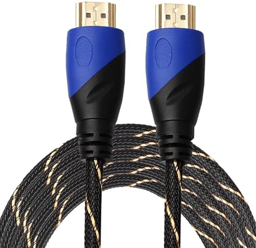 High-Tech Place 5m HDMI 1.4 Version 1080P Fil Net Ligne Bleu Noir Tête HDMI Mâle vers HDMI Mâle Connecteur Vidéo Audio Câble Adaptateur