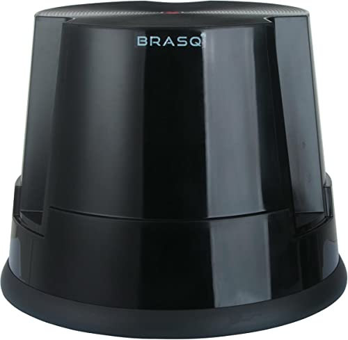 BRASQ Tritthocker mit Rollen ST100 Comfort, Elefantenfuß, hergestellt aus hochwertigem Polypropylen, mit einklappbaren 3 Rollen, 30 cm hoch, Trittrollhocker grau, belastbar bis 150 kg (schwarz)