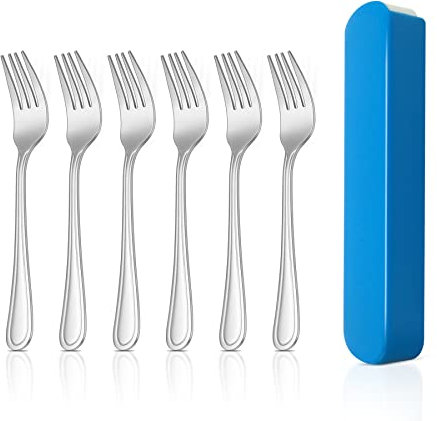 HaWare Kids Fork, 6 Pcs Small Stainless Steel Toddler Children Fork Set with Cutlery Case for Kids’ Self Feeding, Cute Adult-Look& Mirror Finish, Dishwasher Safe