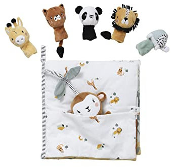 Vertbaudet Baby Stoffbuch mit Plüschtieren,Tansania grau ONE Size