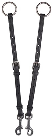 ARBO-INOX Martingal-Gabel Basic aus Leder mit Clips verstellbare Gabel für Vorderzeug (Cob Vollblut, Schwarz)
