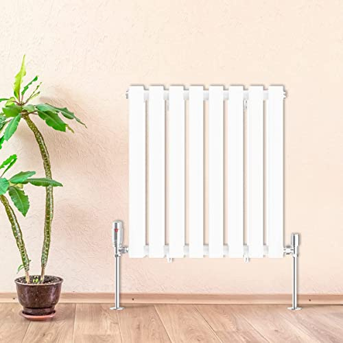 Warmehaus 600 x 550mm White Horizontal Designer Radiator Double Column Radiator Rad Rectangular Flat Panel Perfect for Bathroom, Kitchen, Living Room