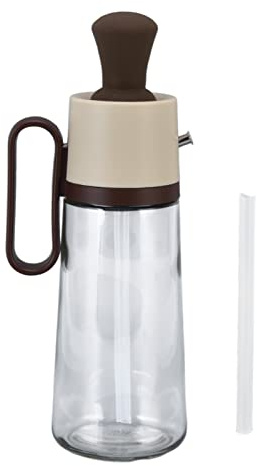 Aceitera spray pulverizador, Dispensador de aceite con cepillo, Botella dispensadora de aceite 2 en 1, Dispensador de aceite a prueba de fugas, para aceite de comida, barbacoa, 255 x 112,5 mm(Marrón)