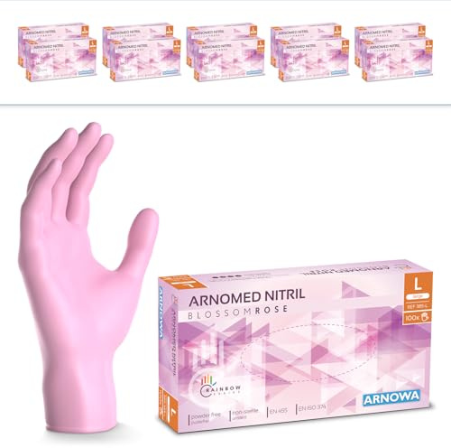 1000x ARNOMED® Einweghandschuhe Rosa, Nitril Handschuhe, Einmalhandschuhe L | Nitrilhandschuhe Einweg puderfrei, Gummihandschuhe Einweg, Schutzhandschuhe, Handschuhe Nitril in XS, S, M, L