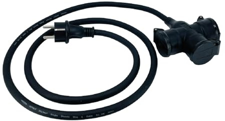 KELI - Multiprise Professionnelle 3 Prises à Clapet, Câble 3G2.5mm², Cordon 1.5M, Usage Multiple, Normes H07RN IP44