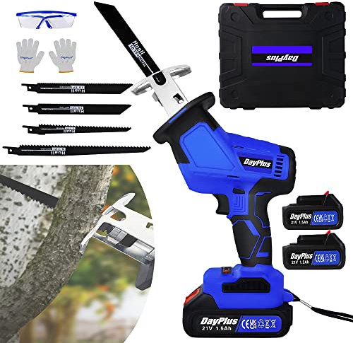 21V Akku-Stichsäge Bürstenlos mit 4 Sägeblätter für Holz und Metall Schneiden, 1900SPM Elektrische Säge mit 2x1,5Ah Akkus, Ladegerät Variabler Geschwindigkeit und Werkzeugloser Blattwechsel